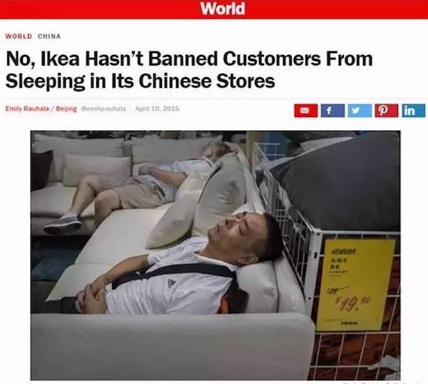 No IKEA hasn't banned customers from sleeping in its Chinese stores