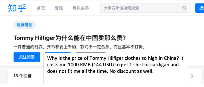 Chinese people’s perception towards the brand